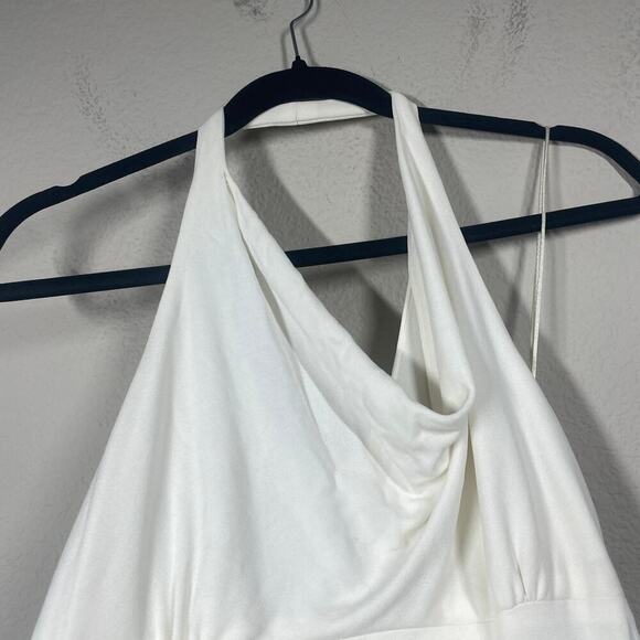 Carmen Marc Valvo 6 Halter Neck Cami Top Side Buttons White Rayon Sleeveless - Picture 4 of 10